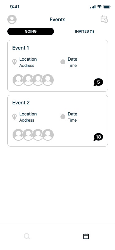 Events screen