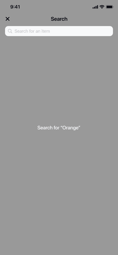 Search for "orange" tutorial screen