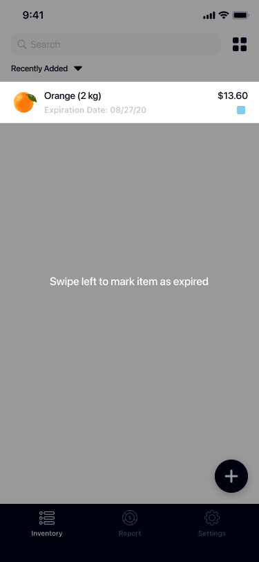 Swipe left tutorial screen